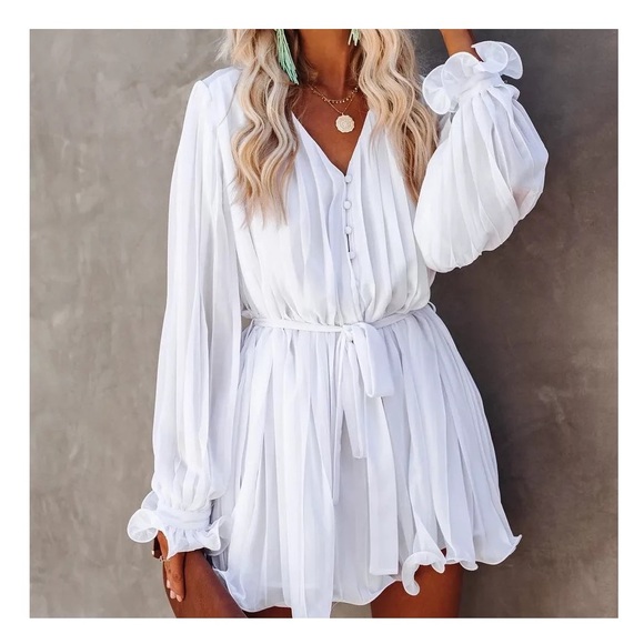 Boardwalk Beauty White Belted Mini Dress - Picture 4 of 11
